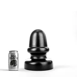 All Black - Buttplug Met Stimulerende Ribbel 23 X 13.5 Cm - Zwart