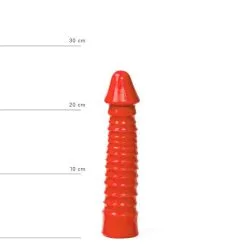 All Black All Red - Geribbelde Dildo 26 X 5 Cm - Rood -Masturbators winkel All Red Geribbelde Dildo 26 x 5 cm rood 4