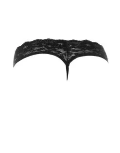 Amorable - G String - Open Kruis - One Size - Zwart - Burlesque Slipje Met Kanten Ruche -Masturbators winkel Amorable G String Open Kruis One Size Zwart Burlesque Slipje Met Kanten Ruche 3