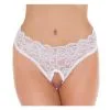 Amorable By Rimba - Erotische String - Kanten Slip Met Open Kruis - Burlesque Uitstraling - Wit - One Size