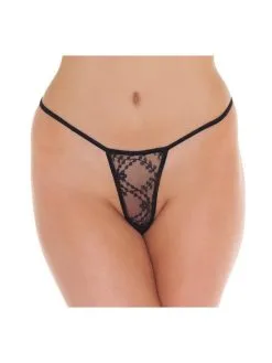 Amorable By Rimba - Erotische String - Mini Tanga String - Zwart - One Size