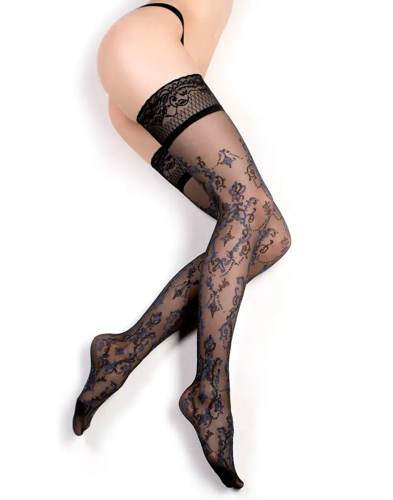 Ballerina - Fantasy Hold Ups Feeling Blue Kousen (20 Denier) - Zwart/Blauw 3 Ballerina - Fantasy Hold Ups Feeling Blue Kousen (20 Denier) - Zwart/Blauw