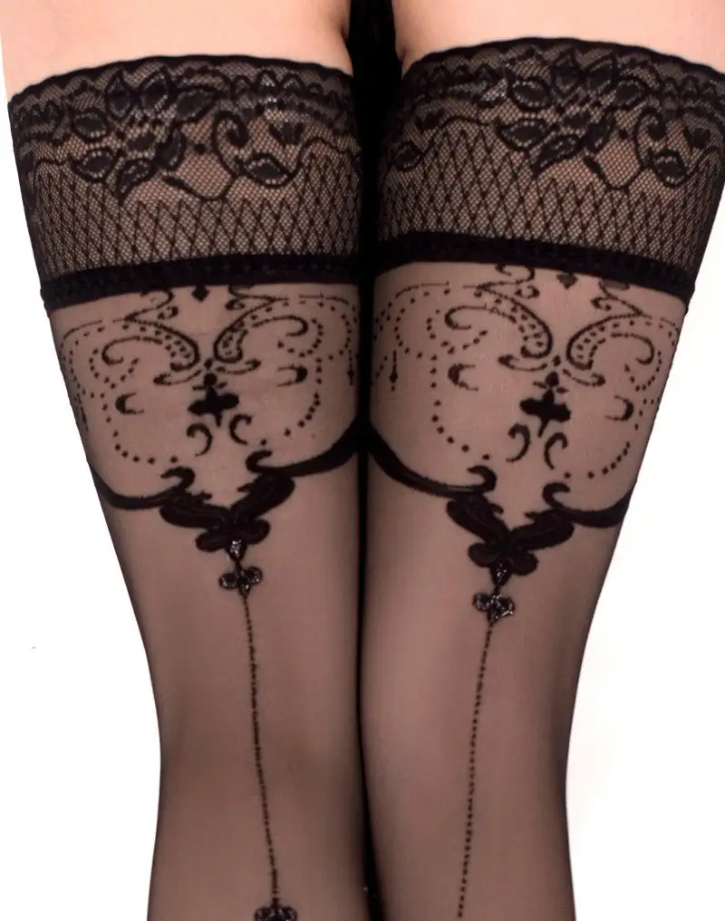 Ballerina - Fantasy Hold Ups Ornament- Kousen (20 Denier) - Zwart 4 Ballerina - Fantasy Hold Ups Ornament- Kousen (20 Denier) - Zwart - Afbeelding 2
