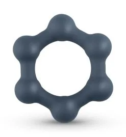 Boners - Hexagon Cockring Met Stalen Kogels - Zwart
