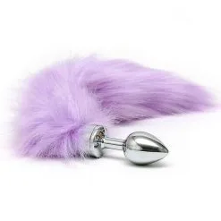 Rimba Bondage Play Buttplug RVS Klein Met Vossenstaart - Lila