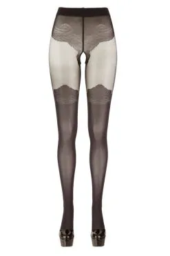 Cottelli Collection - Panty Met Kousen Look - Zwart -Masturbators winkel Cottelli Collection Panty Met Kousen Look zwart 3