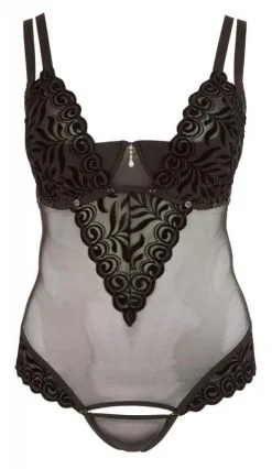 Cottelli Collection - Transparante Stringbody - Zwart