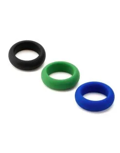 Je Joue - C-Ring Min/Med/Max Stretch Siliconen Cockring Set - Blauw/Groen/Zwart