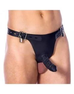 Rimba Bondage Play Kuisheidsgordel Heren Met Penis Slurf En 2 Hangsloten - Zwart