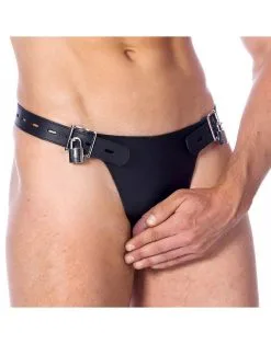 Rimba Bondage Play Leren Kuisheidsgordel - Kuisheids Slip - Chastity Met Twee Hangsloten