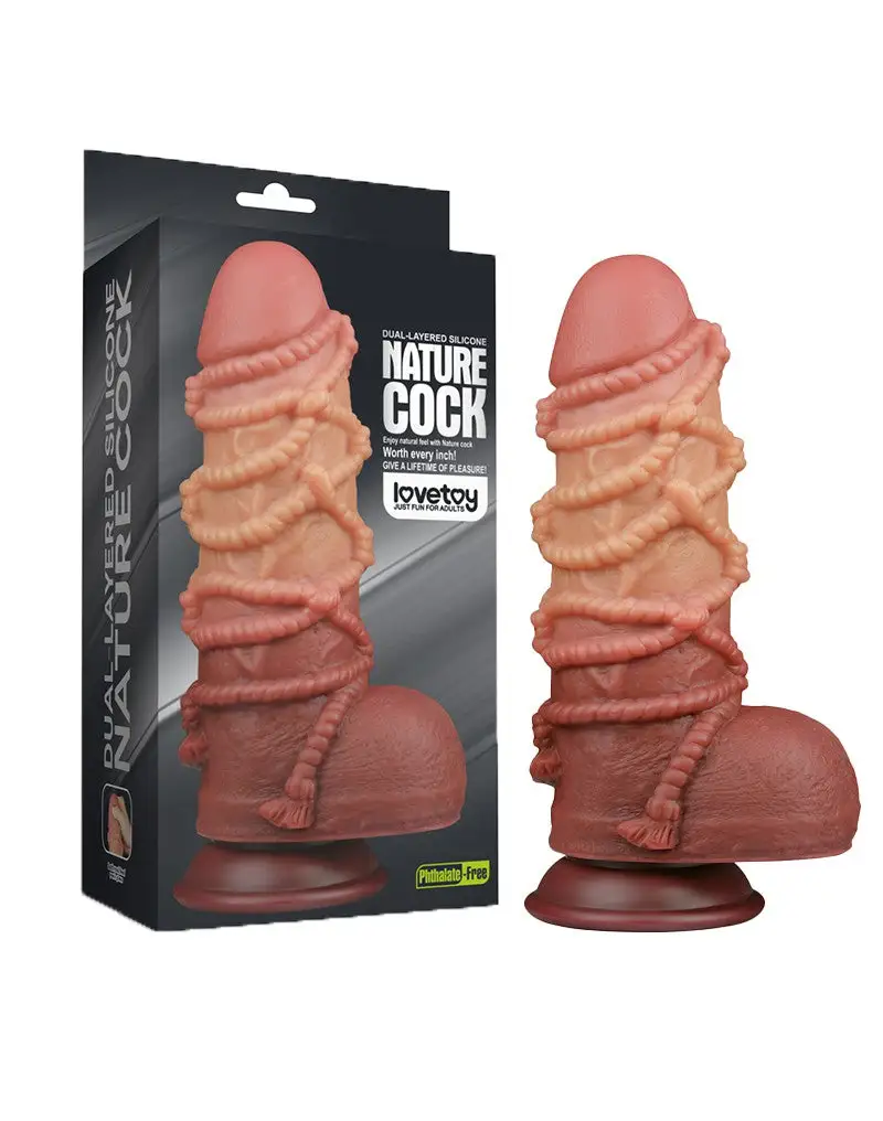 LoveToy - XXL Extreme Dildo Met Touw Motief - Lengte 24,5 Cm - Bruin/Lichte Huidskleur 4 LoveToy - XXL Extreme Dildo Met Touw Motief - Lengte 24,5 Cm - Bruin/Lichte Huidskleur - Afbeelding 2