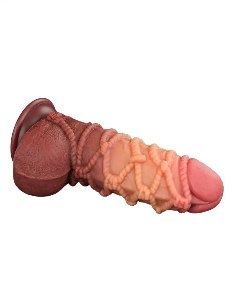 LoveToy - XXL Extreme Dildo Met Touw Motief - Lengte 24,5 Cm - Bruin/Lichte Huidskleur 7 LoveToy - XXL Extreme Dildo Met Touw Motief - Lengte 24,5 Cm - Bruin/Lichte Huidskleur - Afbeelding 5