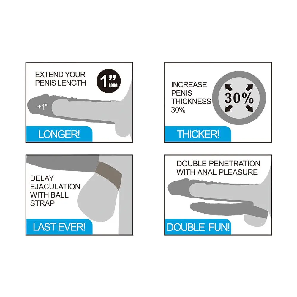 Lovetoy - Pleasure X-tender Vibrerende Dubbele Penis Sleeve 18 En 14 Cm - Lichte Huidskleur 6 Lovetoy - Pleasure X-tender Vibrerende Dubbele Penis Sleeve 18 En 14 Cm - Lichte Huidskleur - Afbeelding 4