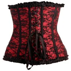 EDC Master Series - Scarlet Seduction Kanten Corset & String - Zwart/Rood -Masturbators winkel Master Series Scarlet Seduction Kanten Corset String ZwartRood 4