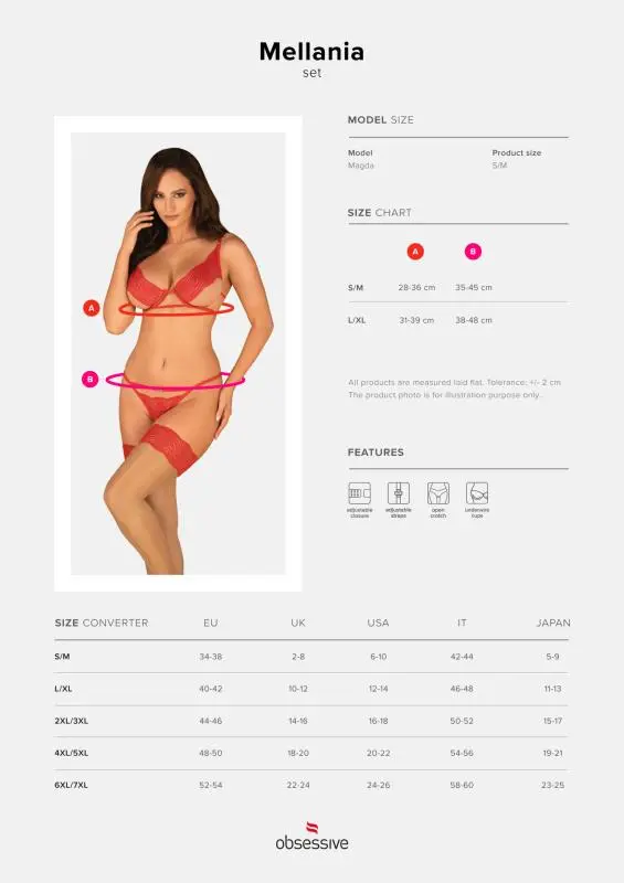 Obsessive - Mellania BH Set Met Sexy String - Rood 7 Obsessive - Mellania BH Set Met Sexy String - Rood - Afbeelding 5