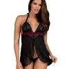 Obsessive - Rossita Babydoll Met Sexy String - Zwart -Masturbators winkel Obsessive Rossita Babydoll Met Sexy String zwart
