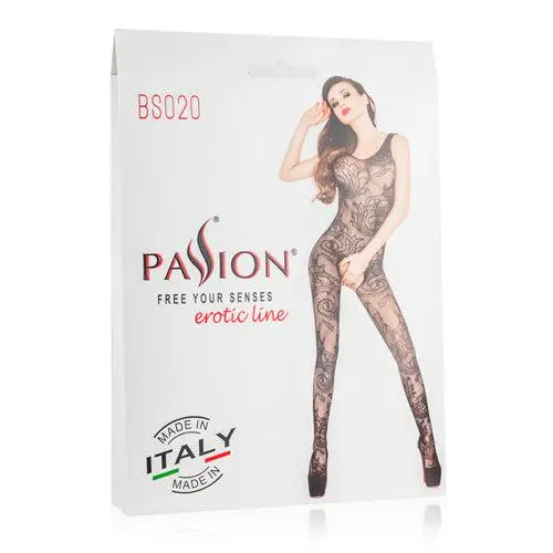 Passion - Open Kruis Catsuit Van Zwart Netstof 4 Passion - Open Kruis Catsuit Van Zwart Netstof - Afbeelding 2