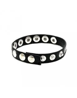 Rimba Bondage Play Penisbandje - Penis Strap - Cockring Van Leer Met Metalen Studs En Drukknopen - Verstelbaar