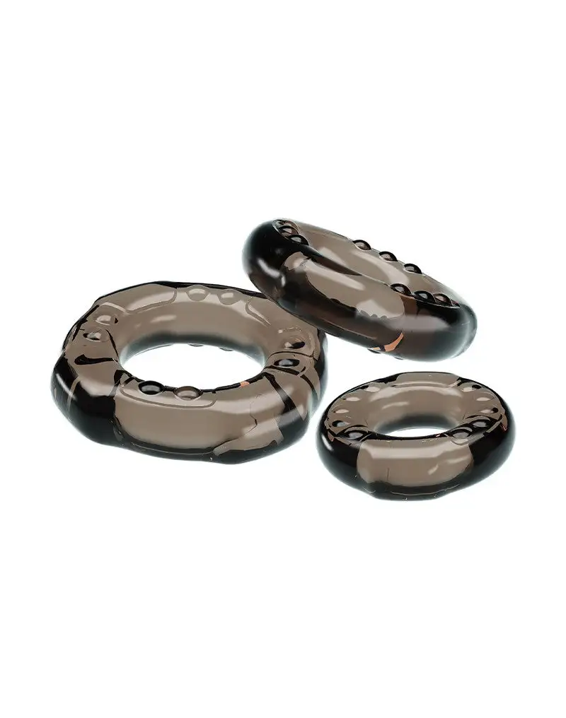 Pretty Love - Yvonne - Set Van 3 Rekbare Cockringen - Zwart Transparant 7 Pretty Love - Yvonne - Set Van 3 Rekbare Cockringen - Zwart Transparant - Afbeelding 5