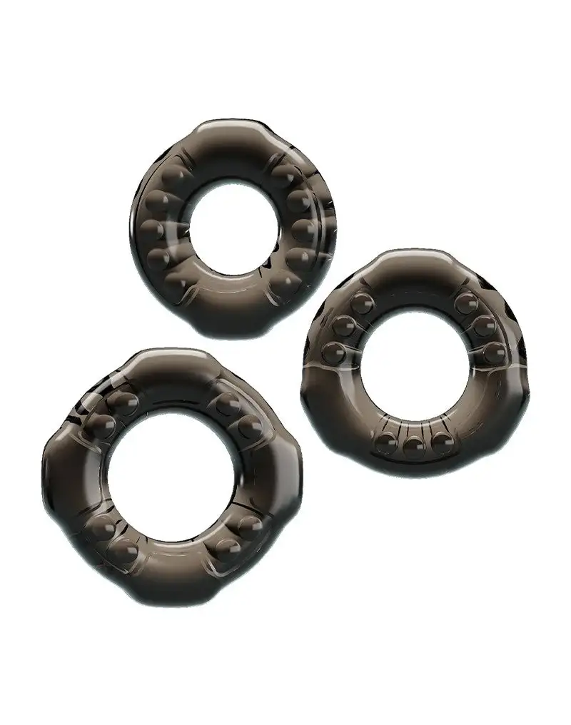 Pretty Love - Yvonne - Set Van 3 Rekbare Cockringen - Zwart Transparant 3 Pretty Love - Yvonne - Set Van 3 Rekbare Cockringen - Zwart Transparant