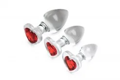 Booty Sparks Red Heart Gem Anaalplug Set Van Glas