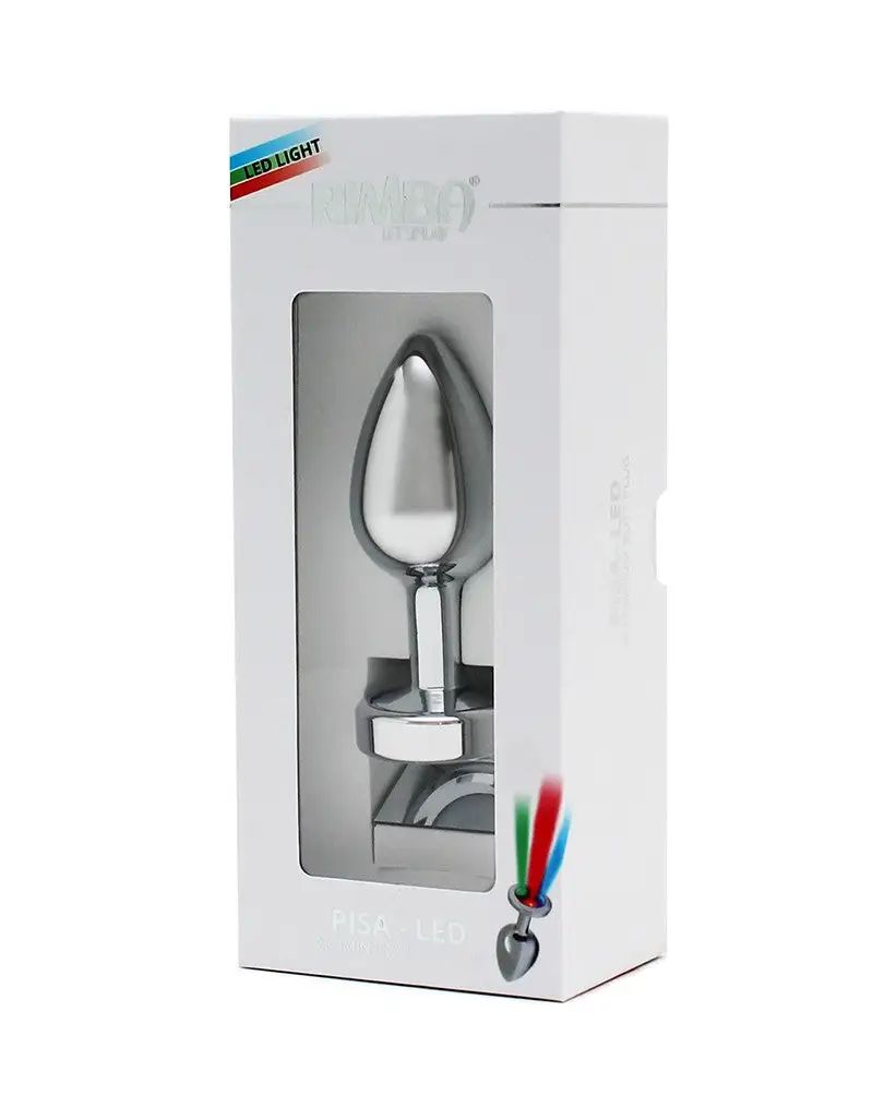 Rimba Toys - RVS Buttplug Met LED-verlichting Pisa - Zilver 4 Rimba Toys - RVS Buttplug Met LED-verlichting Pisa - Zilver - Afbeelding 2