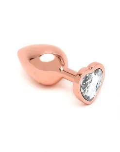 Rimba Toys - Rosé Gouden Aluminium Buttplug Met Hartvormig Kristal