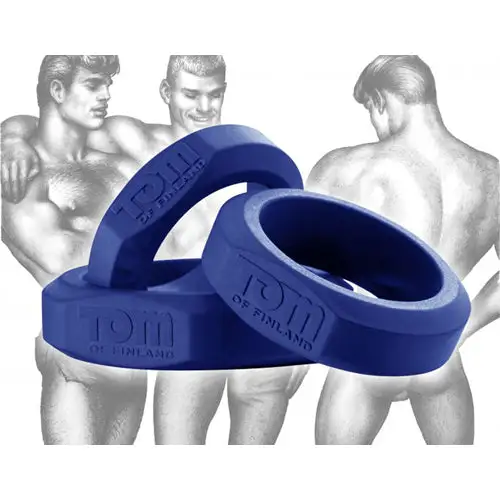 Tom Of Finland - Cockring Set - 3 Stuks - Blauw 4 Tom Of Finland - Cockring Set - 3 Stuks - Blauw - Afbeelding 2