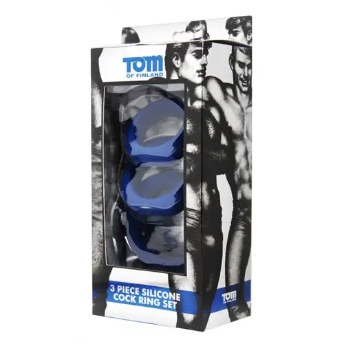 Tom Of Finland - Cockring Set - 3 Stuks - Blauw 6 Tom Of Finland - Cockring Set - 3 Stuks - Blauw - Afbeelding 4