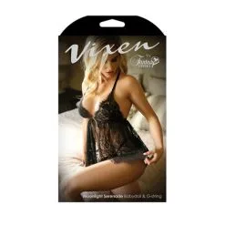 Vixen - Kanten Babydoll Set Met String - Zwart 12 Vixen - Kanten Babydoll Set Met String - Zwart -Masturbators winkel Vixen Kanten Babydoll Set Met String Zwart 5